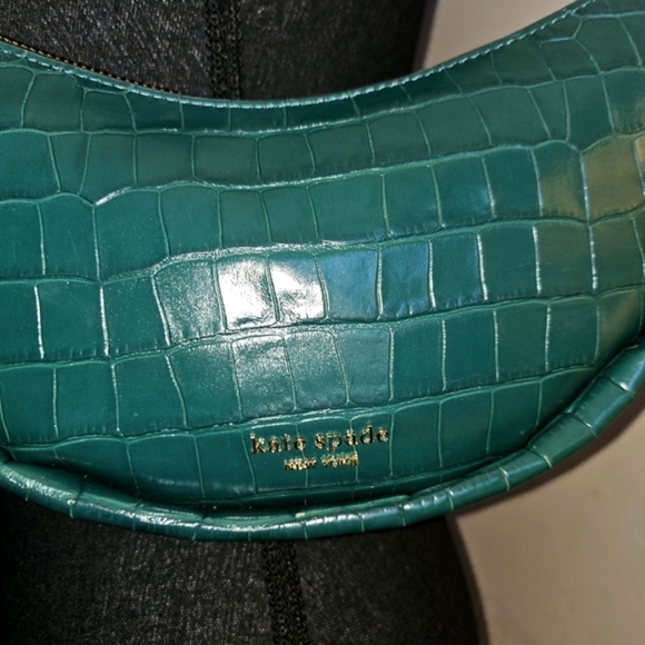 Kate Spade Brand New Limited Edition Crocodile Embossed Green Shoulder Bag Purse - Picture 4 of 7
